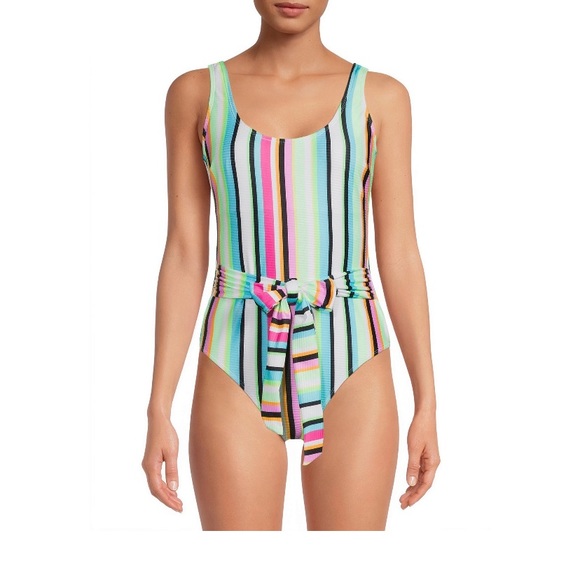Ribbed neon stripe one piece suit. - Picture 2 of 3